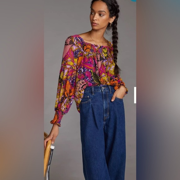 Anthropologie Tops - Anthropologie Alexandra Farmer Puff-Sleeved Blouse sz S